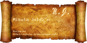 Mikula Jolán névjegykártya