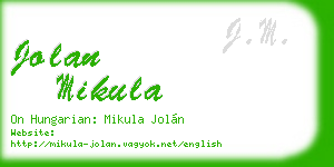 jolan mikula business card